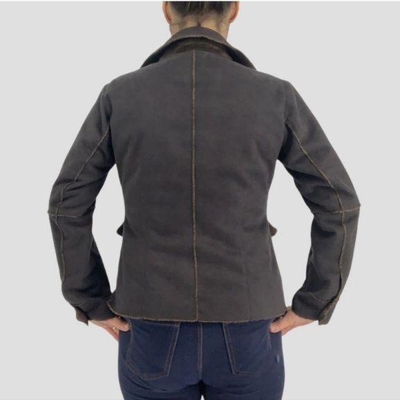 Cabi suede feel chocolate brown fur lined jacket sz large - Picture 2 of 9